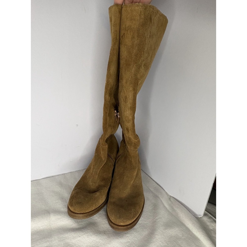 Lucky Brand Suede High Knee Boots Women's Size 6.5 Brown Block Heel Side Zip - Picture 4 of 10